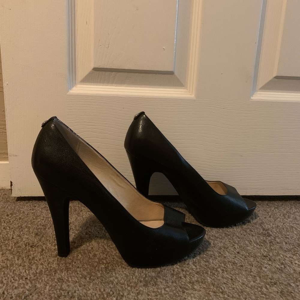 Elegant Black Peep-Toe Heels